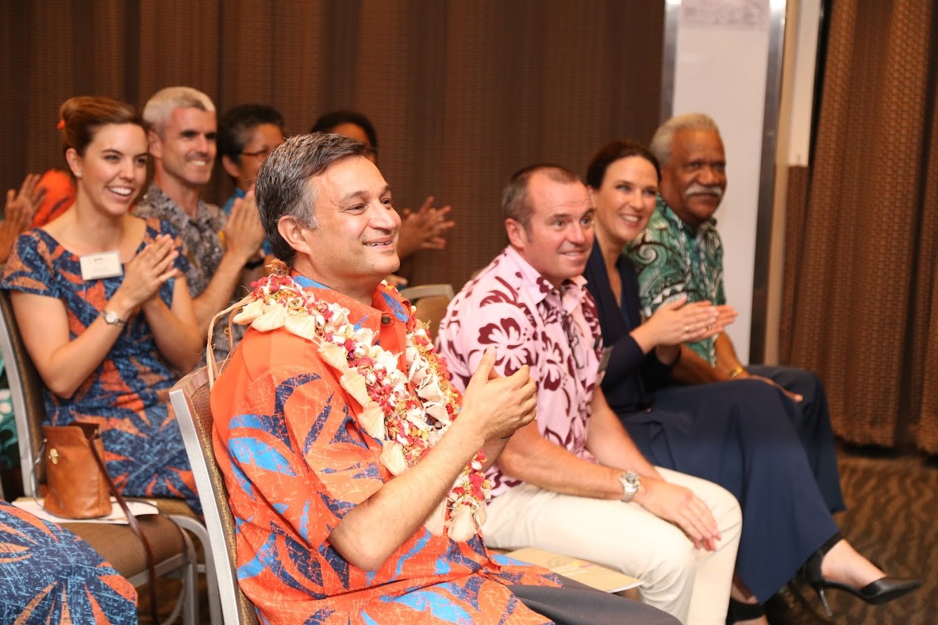 Dr Alvaro with John Feakes, Australian High Commissioner to Fiji, and Kate Wallace, DFAT Assistant Secretary, Health Policy Branch, enjoying the launch festivities