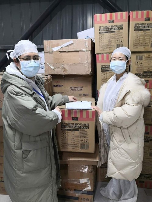 Medical workers in a hospital in Wuhan