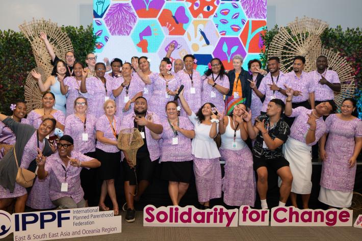 Group photo of IPPF ESEAOR featuring MA Executive Directors and Youth Leaders, and regional staff.