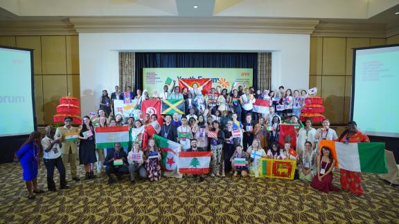 Members of the IPPF Youth Forum gather at the 2025 General Assembly where the Charter of Values was unanimously adopted.