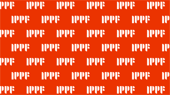 IPPF new branding logo in Fire Red background.